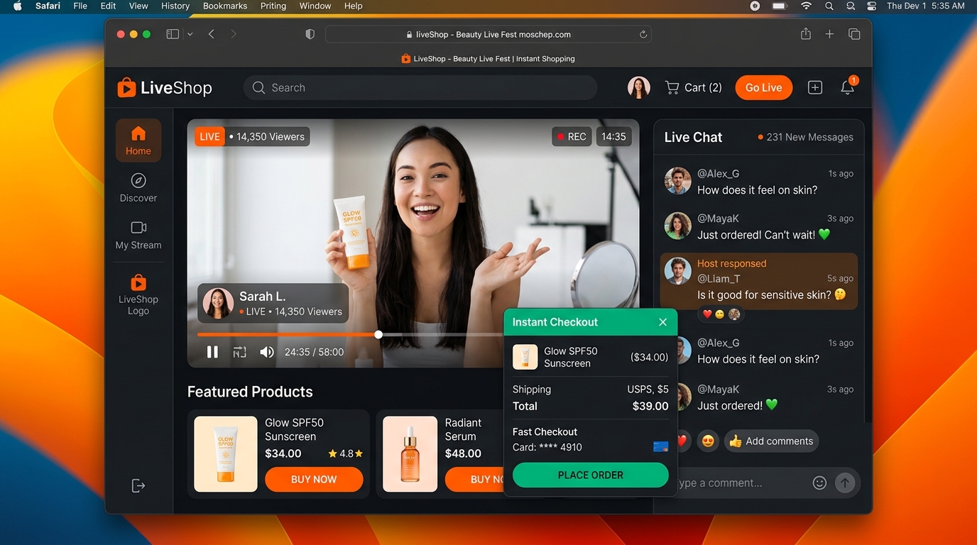 Live Stream & Social Commerce Engine (Demo Concept)